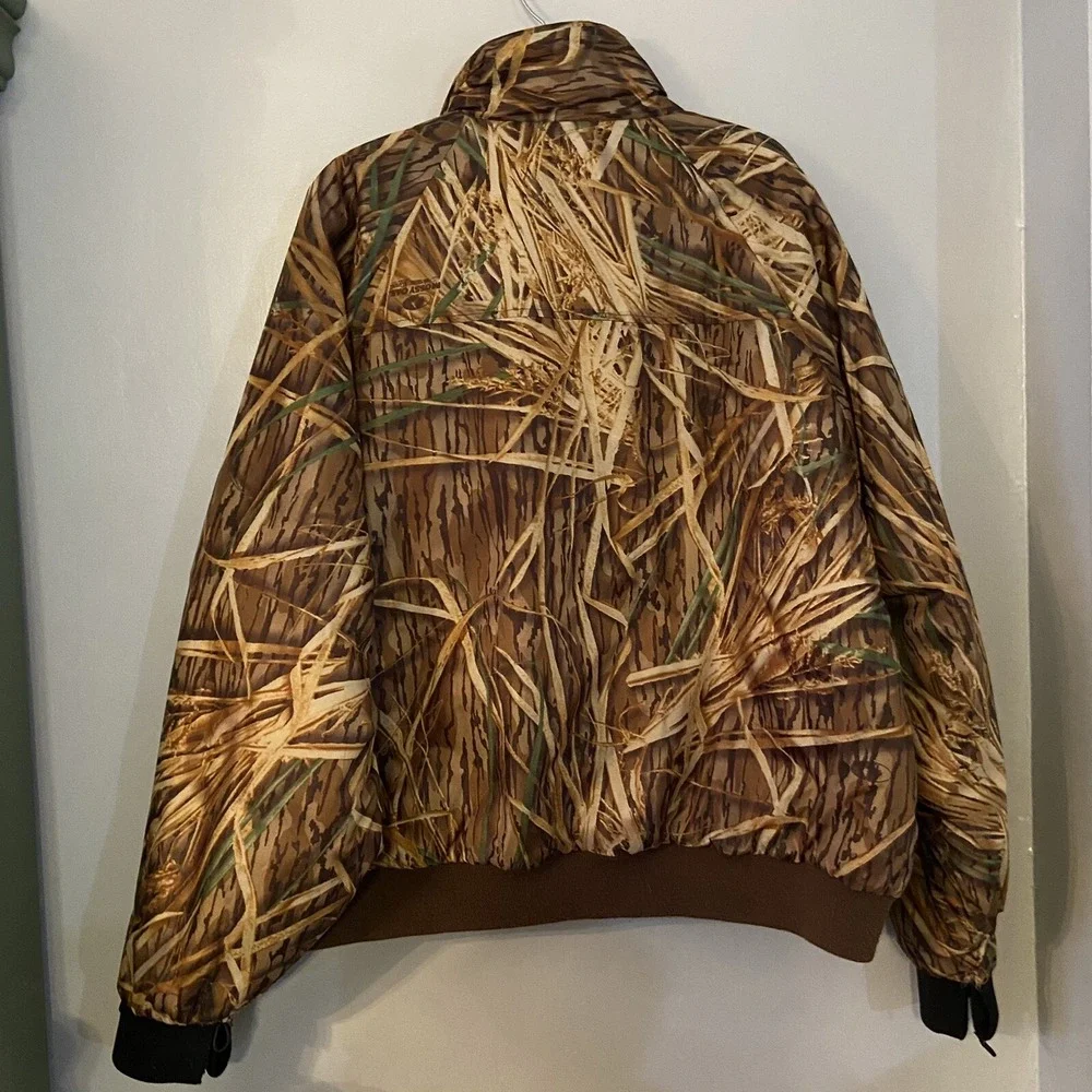 Herters Mens‎ Hunting Jacket Brown Green Camouflage Zipper Pockets 2XL Revers